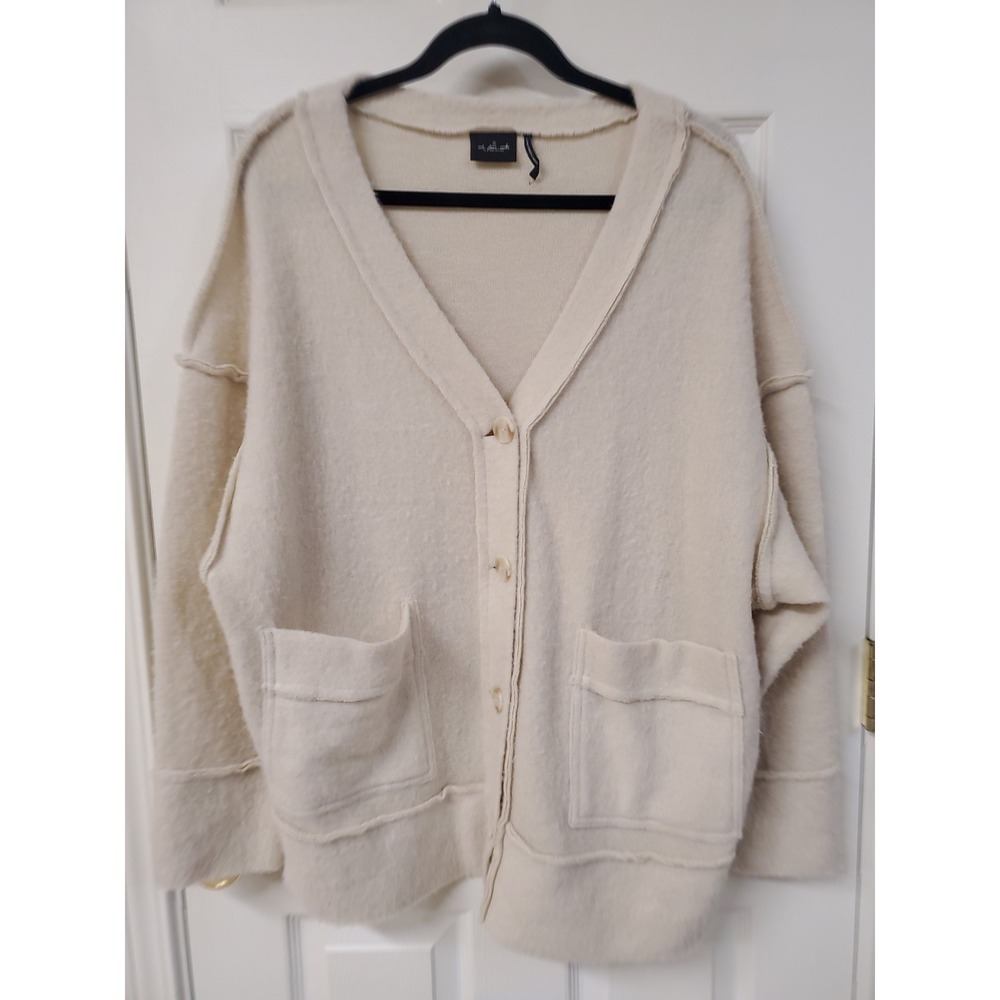 Out From Under Urban Outfitters Cream Fuzzy Button Up Cardigan Sweater